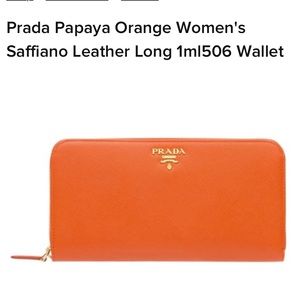 Prada orange Saffiano wallet